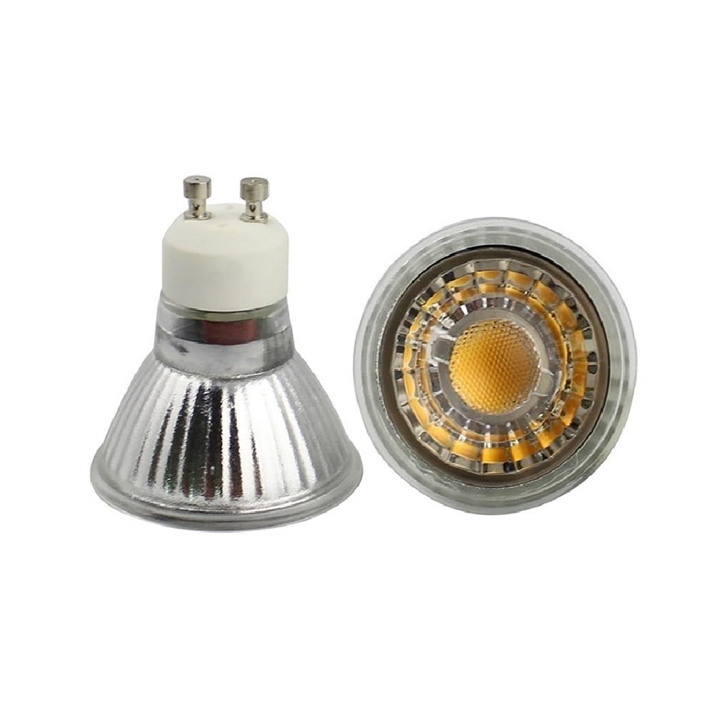 HHF Iluminación del hogar, Paquete de 50 bombillas LED COB AC220V 5W GU10/MR16 lámpara de foco iluminación blanca cálida/fría(Warm White,AC220V GU10)