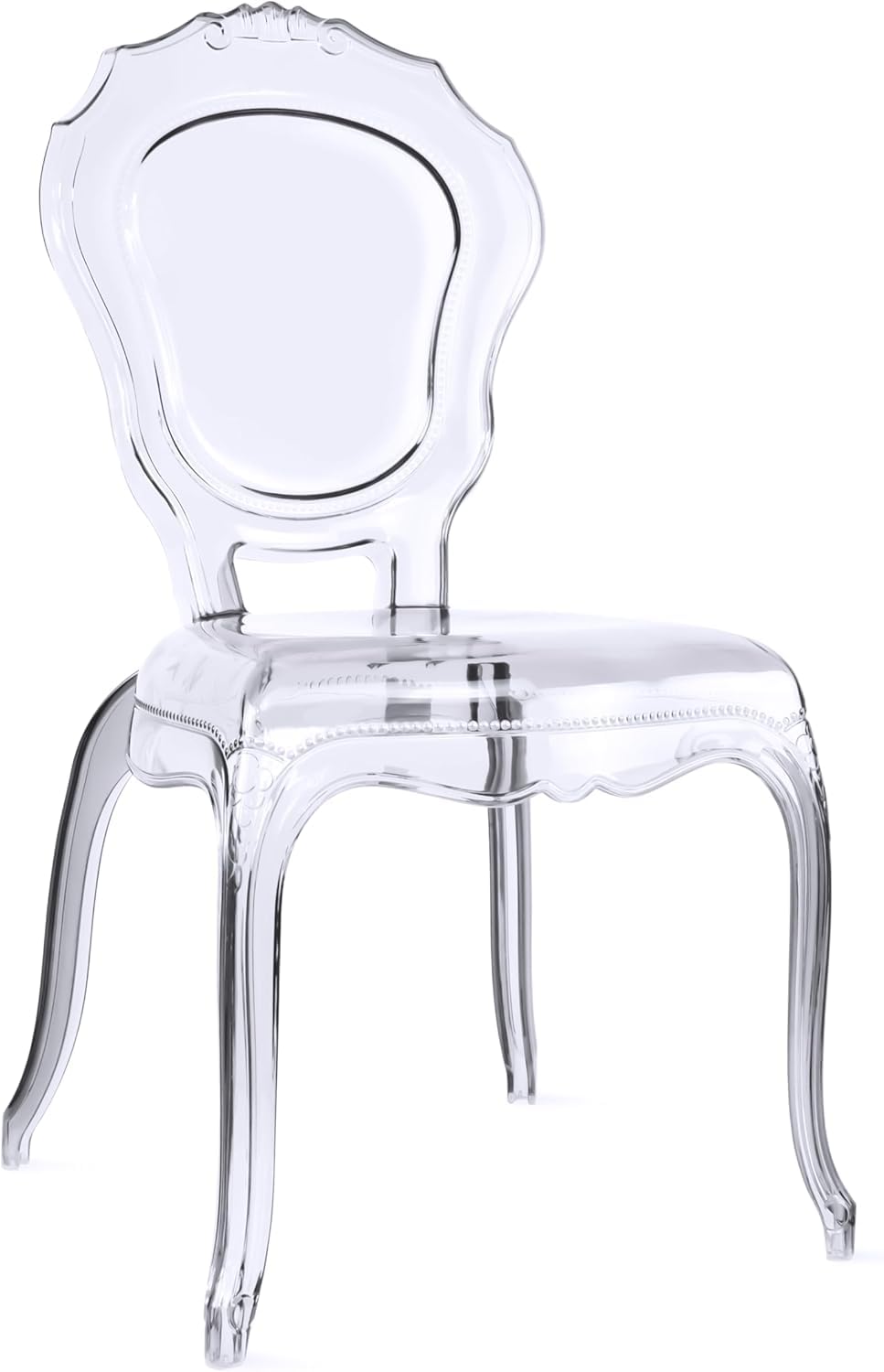 2xhome Stackable Ghost Dining Chair | Clear Transparent Vanity Armless Chair | Louis Belle Style for Kitchen Patio Indoor Outdoor (Clear)
