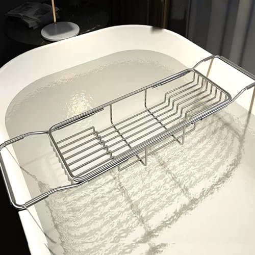 Support de baignoire extensible en acier inoxydable et pont de rangement