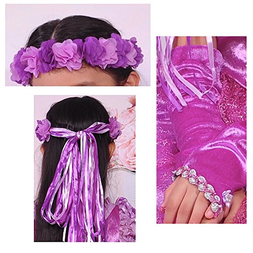 Robe fille violet aubergine Rapunzel avec finitions et reflets soignés