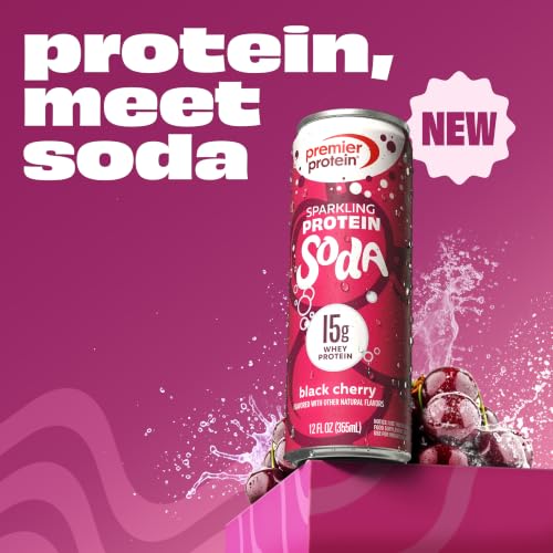 Image of Premier Protein Sparkling Protein Soda, Black Cherry, 15g Whey, 4 Pack