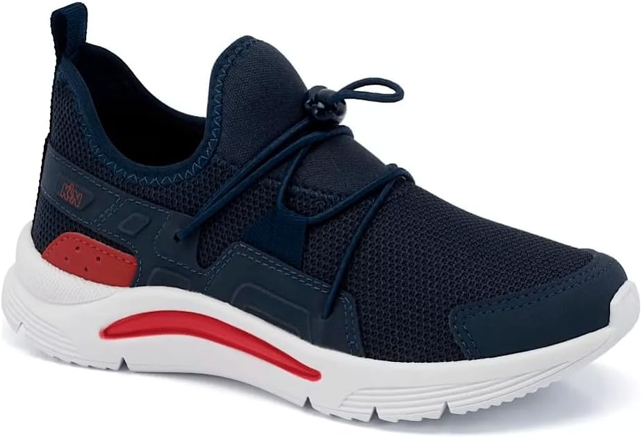 Tênis Infantil Klin New Sport Kids Azul Marinho com Vermelho Conforto e Estilo para o Dia a Dia das Crianças com Solado Antiderrapante e Design Esportivo Moderno