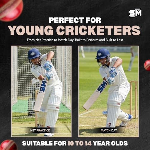 Image of SM Core Kashmir Willow Cricket Bat | Wooden Cricket Bat | Massive Profile | Super Thick Edges | Rebound Technology | Superlight Pickup | Cricket Bat for Boys Age 12-14 Years | Size 6