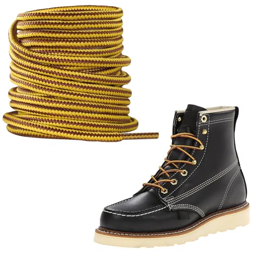 Best Laces for Thorogood Boots: Heavy Duty & Durable Options 14 NDTEZUGT Round Long Boots Laces, Heavy Duty And Durable Shoe Laces For Adults, Replacement Boot Strings For Thorogood Work Hiking/Tactical/Combat (Yellow-Red-05, 63'')
