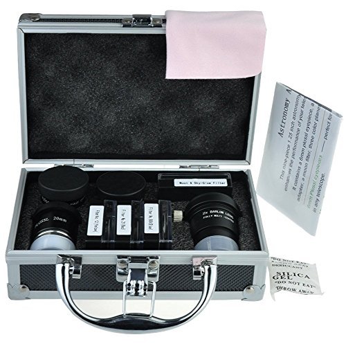 Solomark - Kit di accessori per telescopio astronomico, con set di lenti oculari Plossl, set di filtri, 2 lenti di Barlow e altri strumenti