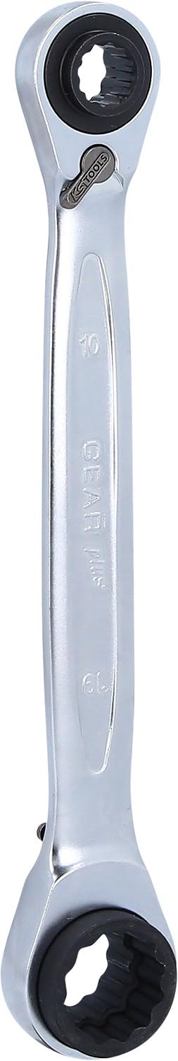 KS Tools 503.4565 Llaves de tuerca de carraca dobles GEARplus 4 en 1,reversibles, 10x13x17x19 mm