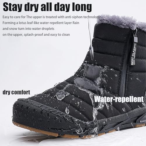 Snow Boots Mens Waterproof Winter Boots, Winter Boots Men Zipper, Slip On Outdoor Boot, Fuzz Lined Warm High Top Boots for Men4