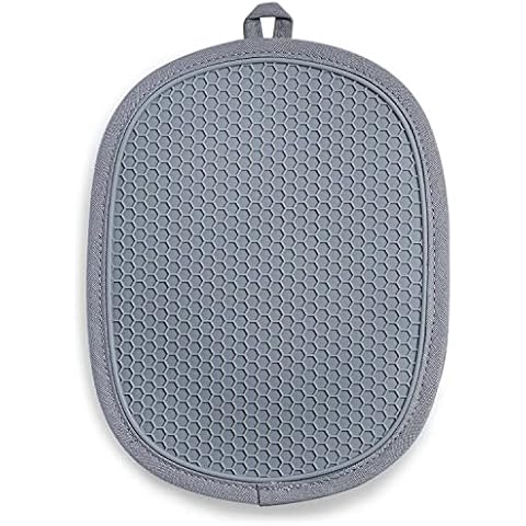 rorecay Silicone Pot Holder: Heat Resistant Oven Hot Pads with Pockets Non Slip Grip Large Potholders for Kitchen Baking Cooking | Quilted Liner | 9.8 x 7.6 Inches (Grey, Pack of 1) Cover
