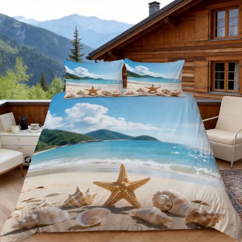 Housse de couette 240 x 260 grand confort microfibre au motif conch shell raffiné - 5
