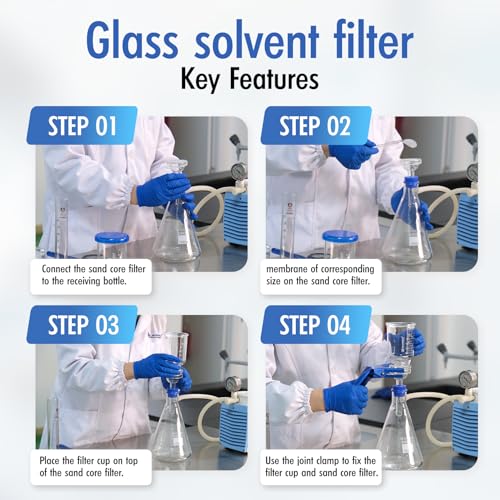 Image of Laboratory Vacuum Filtration Distillation Apparatus, Borosilicate Glass Vacuum Filtration Assembly Filter Kit with 500ML Filtering Flask and 300ML Graduated Funnel