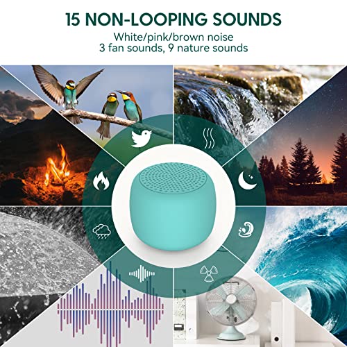 Image of Babelio White Noise Sound Machine for Adults Kids Baby, Mini, 15 Non-looping Sounds, Timer, Memory Function, Easy to Pocket and Travel Cyan