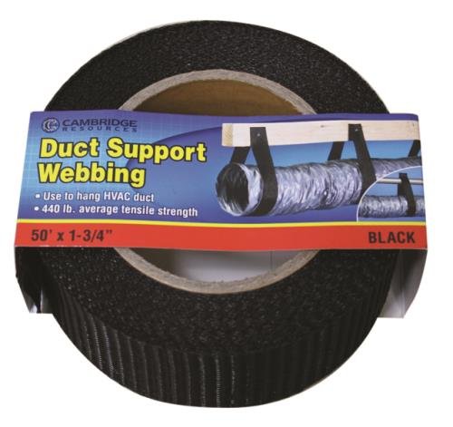 Cambridge Duct Support Webbing Black 1 3/4 Inch Width 50 Feet Length
