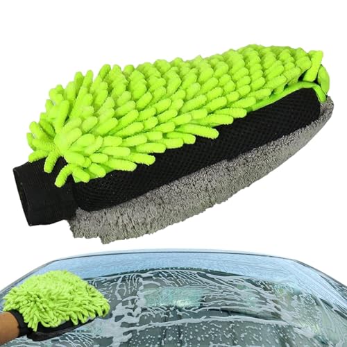 Guante de Lavado para Lavado de Autos - Zapato de Lavados de Microfibra de Chenilla | Guante de Limpieza Absorbente de Doble Lado | Tapicería sin Pelusa para un automóvil Fuera del Cuidado al ai