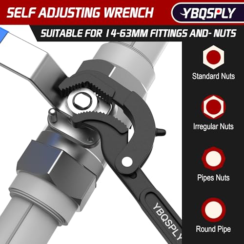 Pipe Wrench Set, 10” and 15” Self Adjusting Wrench 2-Piece Plumbing Tools - Pipe Vise Wrench Basin Wrench for 0.55“-2.48”/14-60mm Standard Nuts, Irregular Nuts, Pipes Use - Image 5
