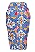 Ermonn Women African Print Knee Length Skirt Slim Fit Midi Pencil Skirt Blue