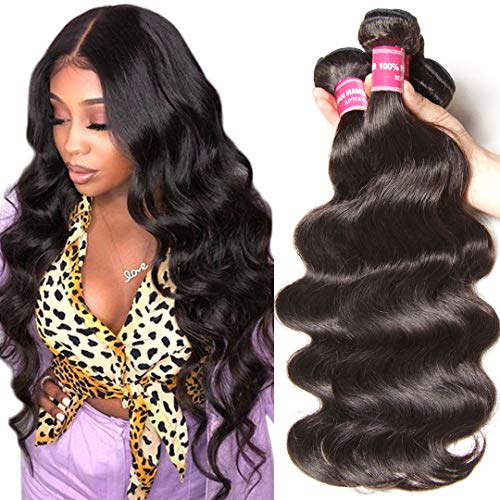 Jolia Hair 8A Grade Virgin Brazilian Body Wave 3 Bundles with 4x4 Free Part Lace Closure 100% Unprocessed Brazilian Human Hair Weave Extensions(20 22 24 + 34 closure)