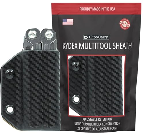 Clip & Carry Kydex Multitool Sheath for Leatherman Wingman/Sidekick/REBAR/REV - Made in USA (Multi-Tool not Included) EDC Multi Tool Sheath Holder Holster Cover (CF Black)