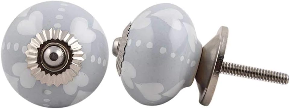 Indian Shelf 25 Pieces Heart Cabinet Knobs Ceramic Cabinet Hardware Grey Furniture Cabinet Pulls