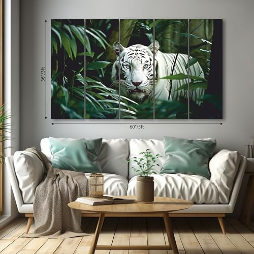 Image of The Castle Decor Tiger Trees Painting With Frame 5 Big Size (36x60) wall Art for Living Room,bedroom,drawing Room,hotels-digital Painting