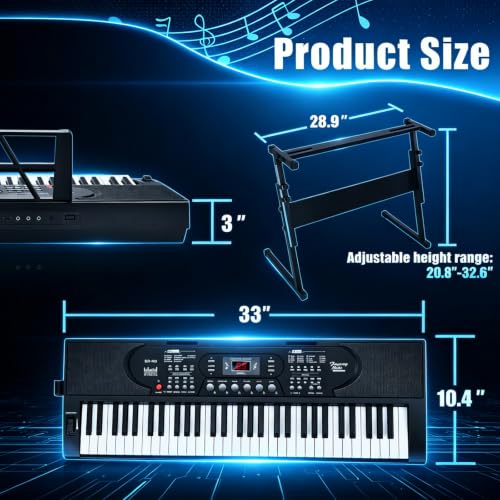 Image of 61 Key Keyboard Piano, Portable Electric Piano Kit with Stand for Beginners