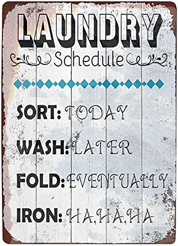 JINKAIRUI Tin Sign Laundry For Laundry Room Decor Metal Wall Decor Vintage Wall Hanging Retro Laundry Schedule Rustic Farmhouse Family Thick Plate Art S Cover