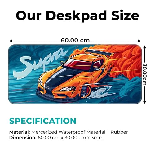 Image of Supraa Gaming Pad - Extended 60x30CM Large with Stitched Edges & Non-Slip Rubber Base | Perfect Gaming Setup Mat & PC | Essential Gaming Accessories