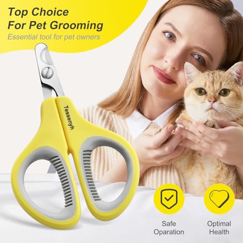 Professional Cat Nail Clipper, Stainless Steel Cat Nail Trimmer for Small Animals, with Sharp Blade and Anti-Slip Handles for Safe and Effective Grooming