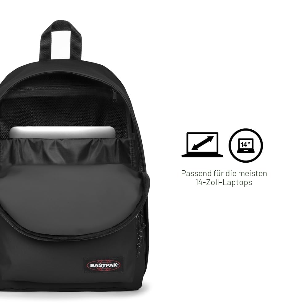EASTPAK Out of Office Rucksack 27L (44 x 29,5 x 22 cm), Laptopfach 13–15 Zoll, wasserabweisender Schul- & Arbeitsrucksack, robuster Tagesrucksack mit gepolsterten Trägern - BLACK