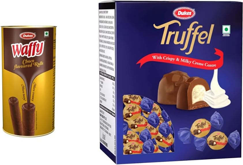 Dukes Waffy Chocolate flavoured rolls (300g) & Dukes Truffle with Crispy and Milky Cream Centered (420 Grams)