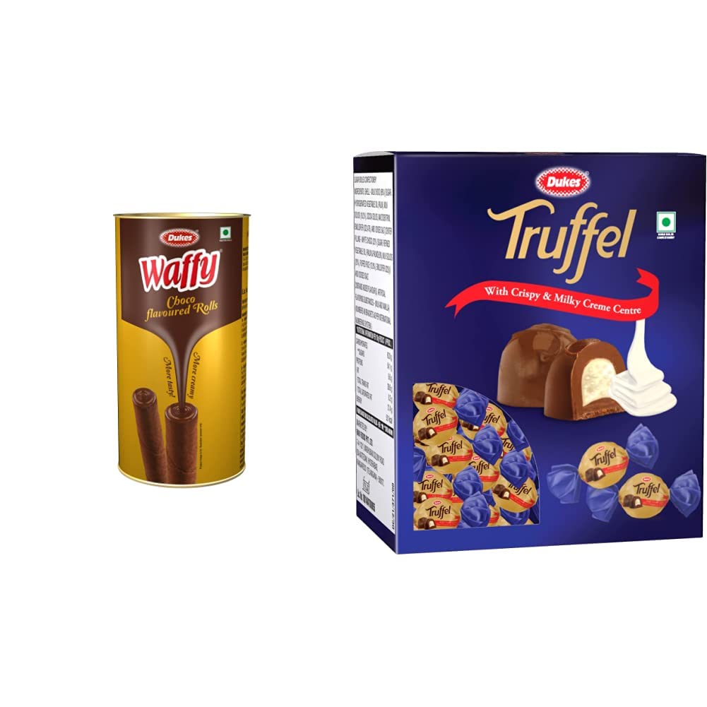 Dukes Waffy Chocolate flavoured rolls (300g) & Dukes Truffle with Crispy and Milky Cream Centered (420 Grams)