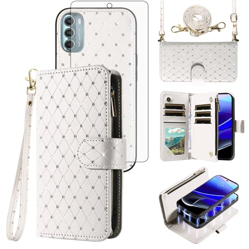 Housse Moto G Stylus 5G 2022 Asuwish antichoc étui blanc avec protection écran