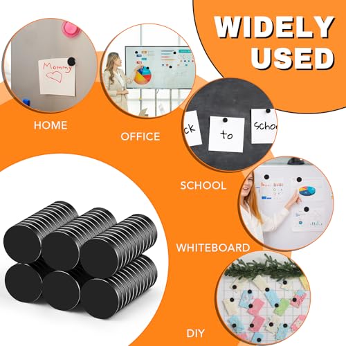 Image of 60PCS Small Magnets, 12x3mm Black Strong Magnets Rare Earth Magnets Tiny Neodymium Disc Magnet Mini Magnet for Crafts, DIY, Kitchen, Whiteboard, Office