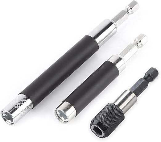 Magnetic Screw Drive Guide Drill Bit Tip Holder Screwdriver Bit Holder Drill Bit Extension Bar Drill Screw Adapter with 1/4 Inch Hex Shank, Set of 3
