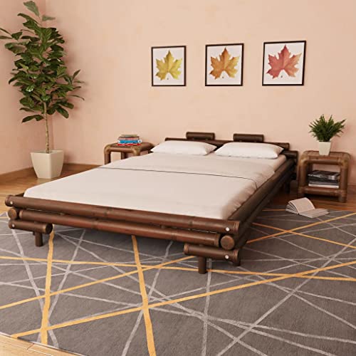 YUHI-HQYD Bettgestell,Full Size Bed Frame,Plattform-Bettgestell,Matratzenfundament,Doppelbett,Einschließlich Bambusbett-Latten,für...