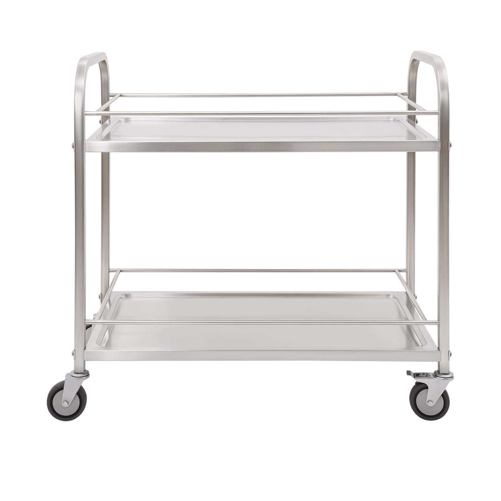 Carrito de cocina de acero inoxidable con 2 niveles para cocina, restaurante | Carrito de cocina con barandilla elevada para cocina, hotel, restaurante y catering