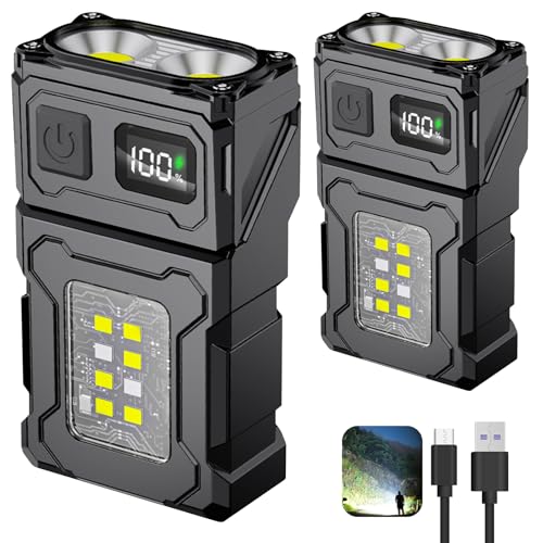 2 Pack Rechargeable Flashlight, 7 Modes LED Flashlight with...
