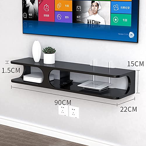 Moderno supporto da parete per router WiFi, console TV galleggiante per lettori DVD, decoder via cavo, router, telecomandi, console di gioco, funzionale portaoggetti da parete per soggiorno