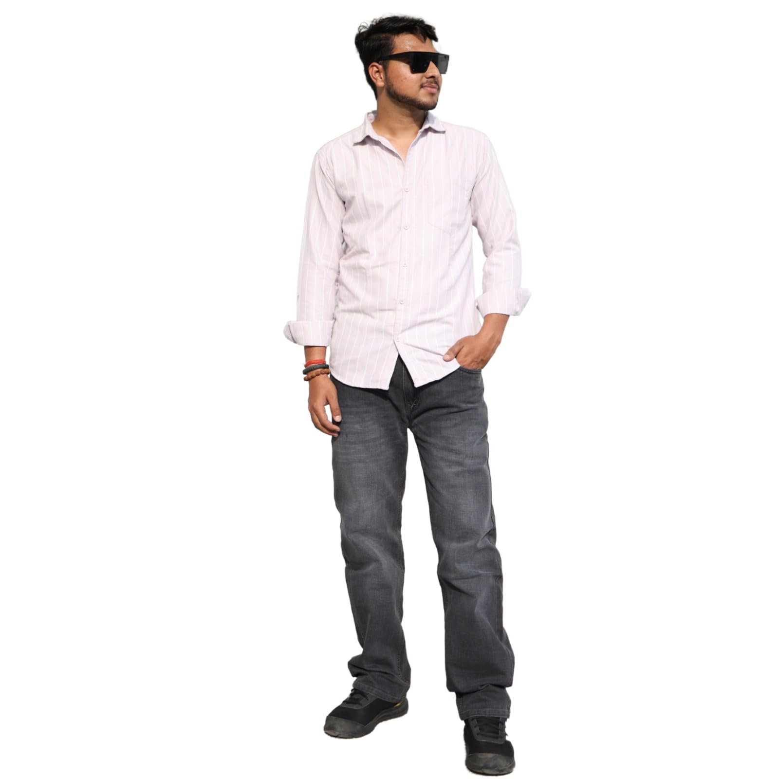 Men's Regular Fit Stretchable Denim Jeans Grey Faded-picture-37