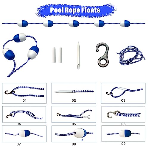 Cuerda y flotador de seguridad para piscina 7m azul blanco miniatura 5