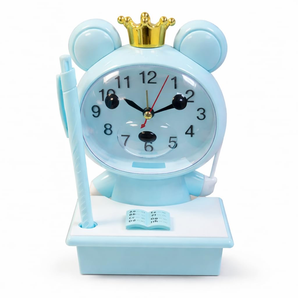 Reloj despertador para escritorio infantil con organizador de lápices para mesa de estudio