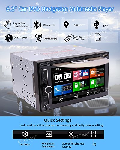 2 Din Car Stereo Bluetooth 6.2'' Touch Screen Double Din GPS Navigation in Dash Car DVD Player Autoradio with Backup Camera Rear View, USB/SD/AM/FM Audio Video Player + Steering Wheel Control + 3