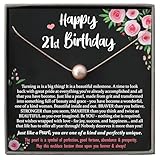 Be Wished 21st Birthday Gifts for Women with Meaningful Message and Jewelry (14K Rose Gold Pearl)