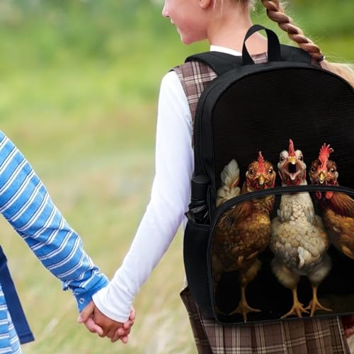 SYtrade Chicken Black Kids Backpack Elementary Middle School Backpack Travel Bookbag with Front Compartment2