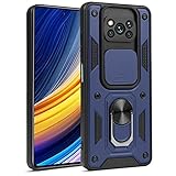 OUJD Funda Xiaomi Poco X3 Pro/Xiaomi Poco X3 NFC, [Protección de Cámara] Carcasa 360° Giratorio Magnético Soporte de Anillos de ​Armadura Estuche Militar Híbrida Anti-Choqu - Azul