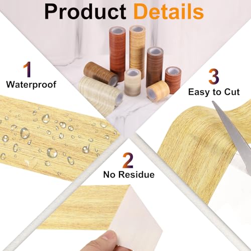 Image of PATIKIL Wood Grain Tape 7.9 inch x 15 Ft, Self-Adhesive Wood Texture Repair Tape Realistic Wood Effect Contact Paper Patch for Furniture Cabinets Floor Walls Home Decoration, Yellow Oak