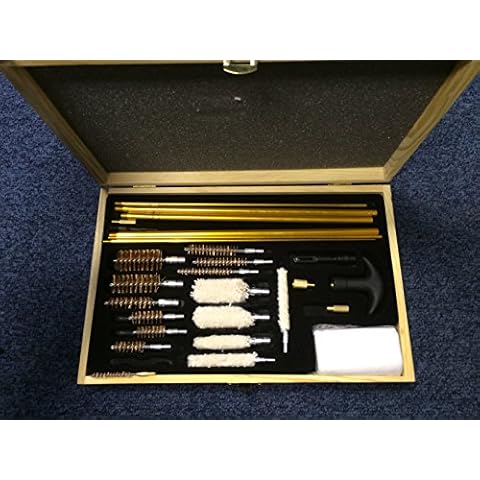 SMK Shotgun & Rifle Gun Cleaning Kit in Wooden Case Cover