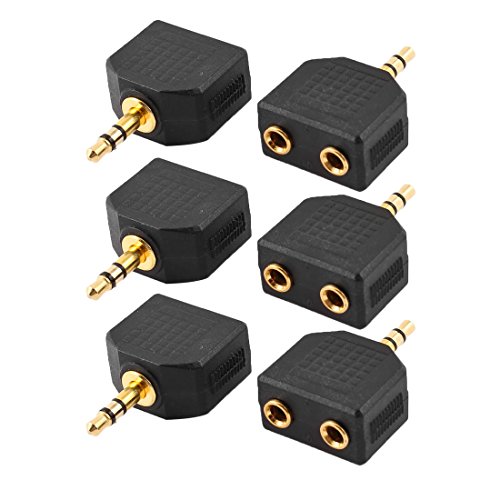 Adaptador audio 3.5mm macho a 2 hembras 6 piezas miniatura 1