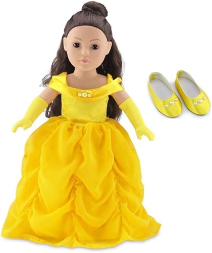 Vestido de baile estilo princesa con abalorios y guantes elegantes que hacen juego, para muñecas de 18 pulgadas American Girl