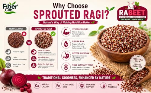 Image of Rabeet Powder 500g | Sprouted Ragi Beetroot Mix for all ages. Natural Fiber and Vitamins
