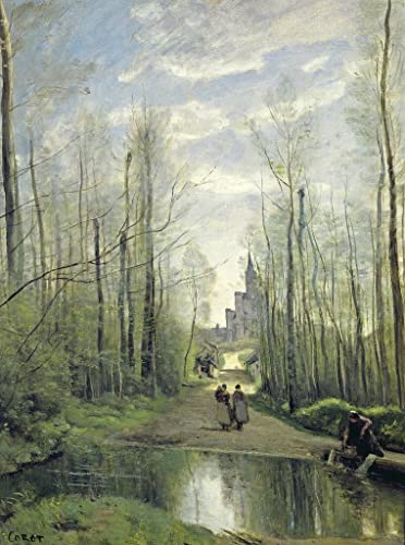 Poster L'église de Marissel par Corot toile d'art haute définition